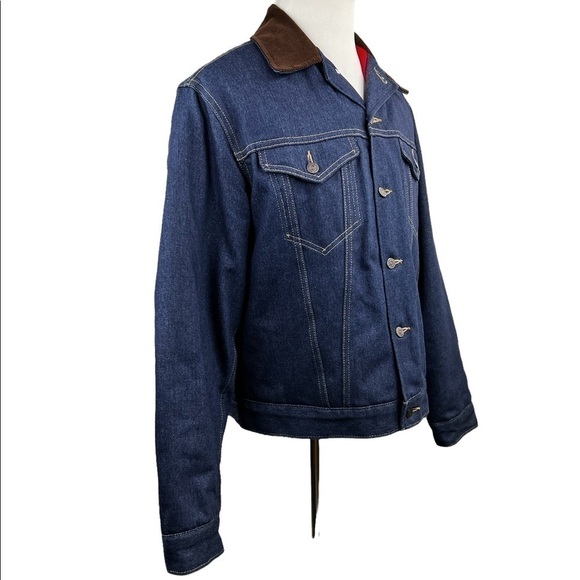 Roebucks Sears Men’s Western Wear Denim Jean Button Up Lined Jacket - Picture 3 of 9